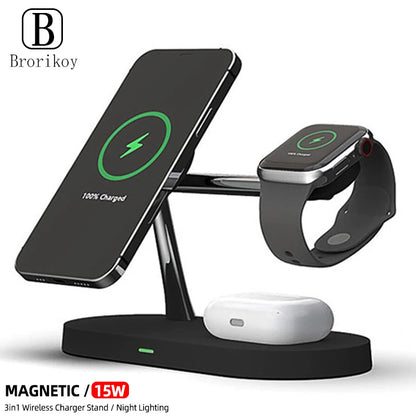 "Magnetic 4-in-1 iPhone & Watch Wireless Charger 15W"