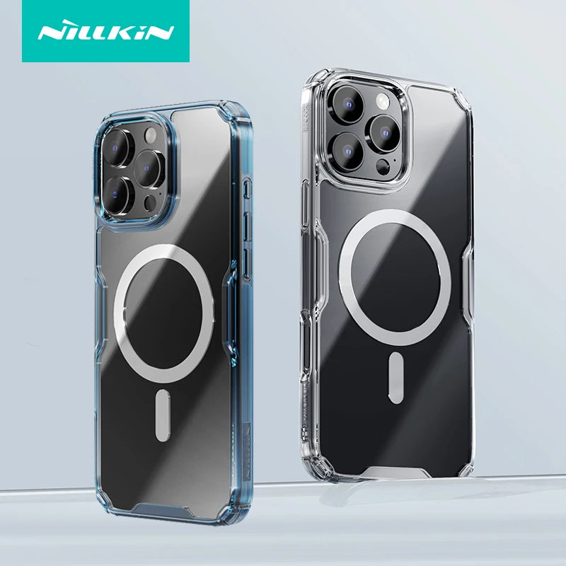 For iPhone 16 Pro Max,16 Pro ,16 Plus Case NILLKIN Nature TPU Pro Magnetic Transparent Clear PC+TPU Cover For iPhone16