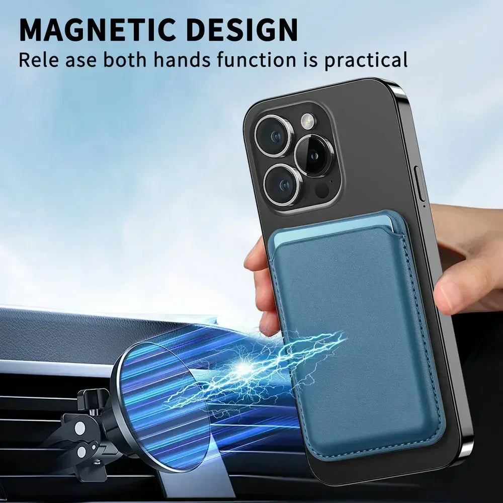 Leather Magnetic Card Bag Funda for iPhone 16 Pro Max 15 14 Plus 13 12 Phone Wallet Case Bank ID Card With Bracket Cover