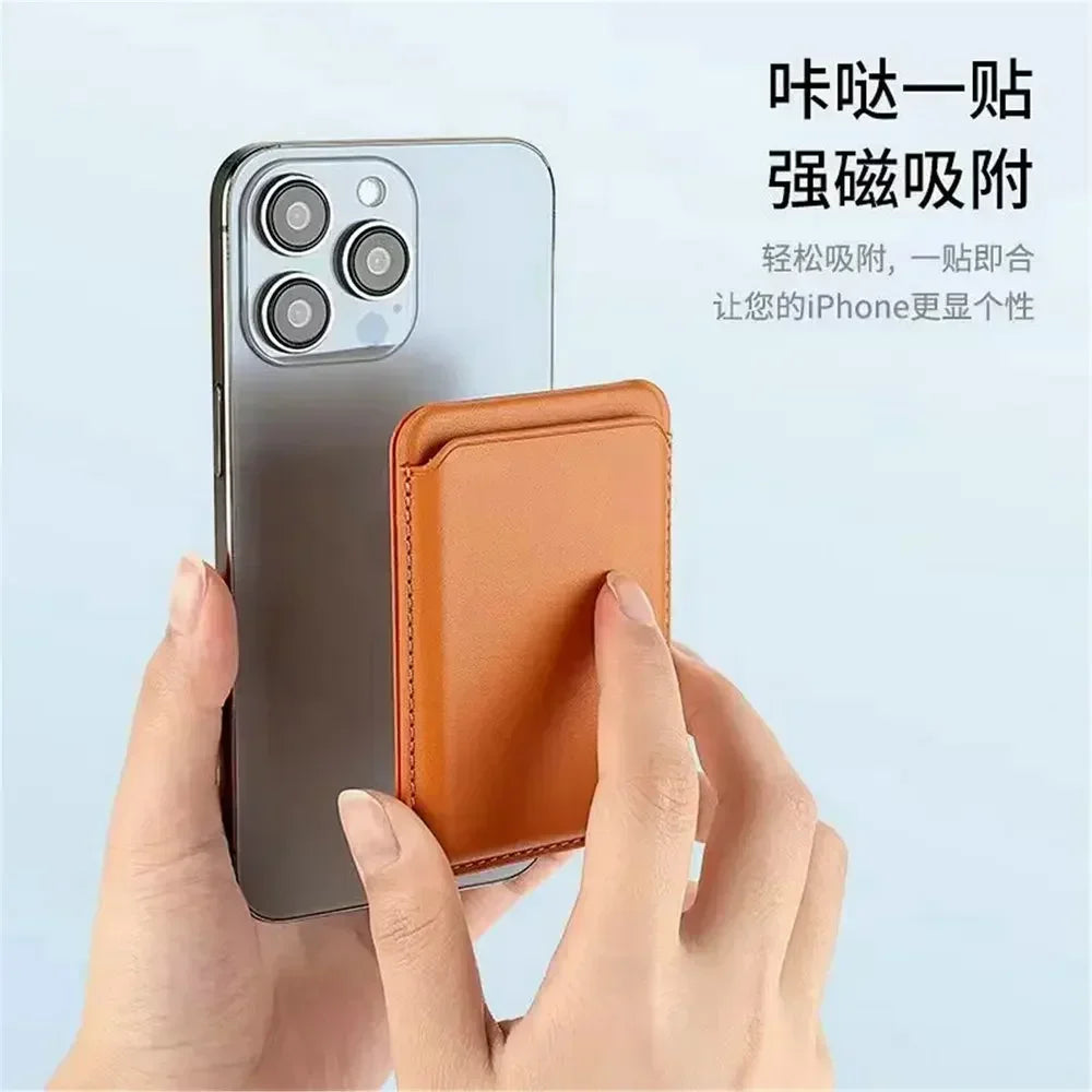 Leather Magnetic Card Bag Funda for iPhone 16 Pro Max 15 14 Plus 13 12 Phone Wallet Case Bank ID Card With Bracket Cover